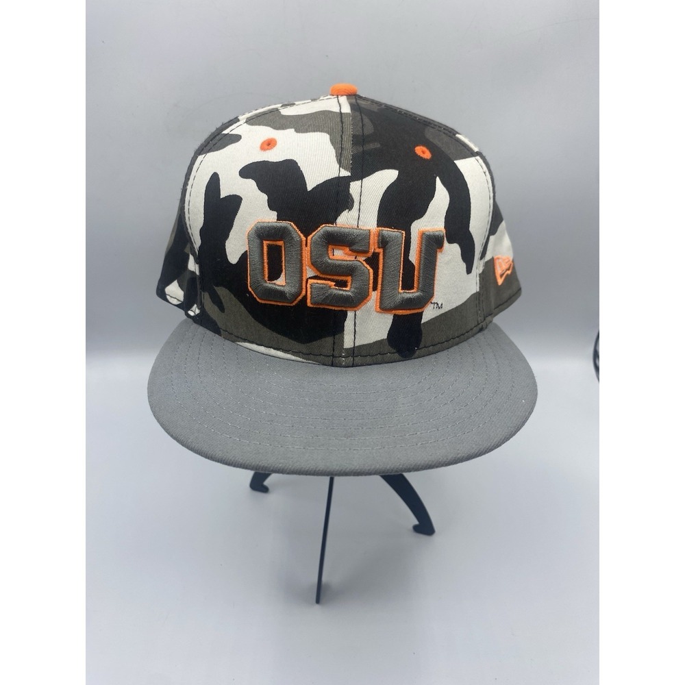 New‎ Era 59FIFTY Oregon State Beavers OSU Camo Fitted Hat Size 7 3/4 Grey Orange